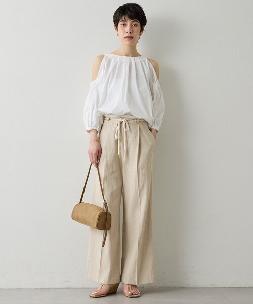 THE PAUSE（ザ ポーズ）の「【THE PAUSE】オープンショルダーブラウス（シャツ/ブラウス・レディース・ブラック/オフホワイト・FREE）」の3枚目の写真