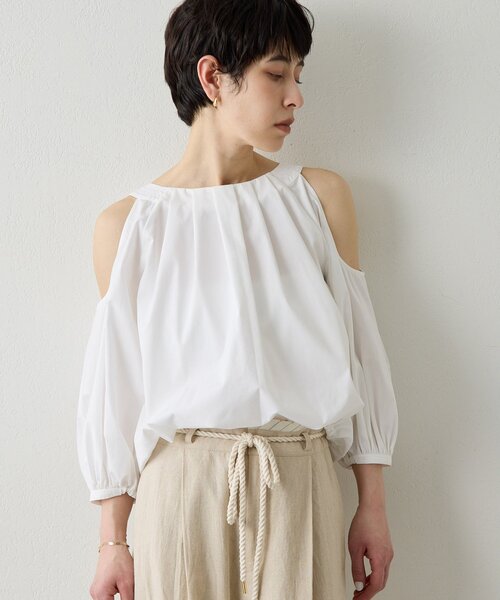THE PAUSE（ザ ポーズ）の「【THE PAUSE】オープンショルダーブラウス（シャツ/ブラウス・レディース・ブラック/オフホワイト・FREE）」の12枚目の写真