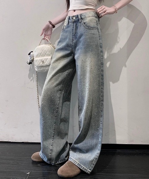 ★完売品★ラインストーンデニムパンツ セール】ラインストーンデニムパンツ（デニムパンツ）｜NANEA（ナネア