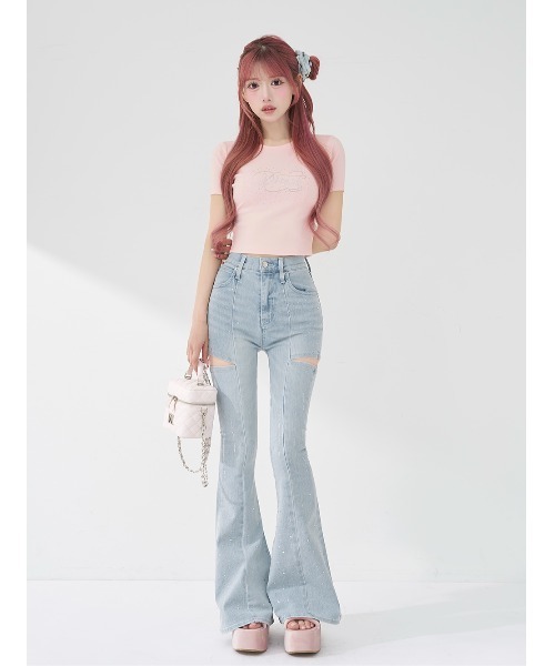 Darich(ダーリッチ)の「ロゴビジューエンジェルモチーフTシャツ(Tシャツ/カットソー・レディース・サックスブルー/ブラック/ピンク/ホワイト・FREE)」の18枚目の写真
