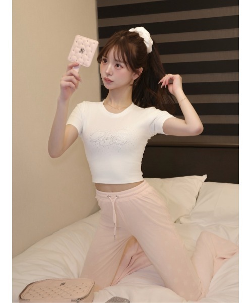 Darich(ダーリッチ)の「ロゴビジューエンジェルモチーフTシャツ(Tシャツ/カットソー・レディース・サックスブルー/ブラック/ピンク/ホワイト・FREE)」の10枚目の写真