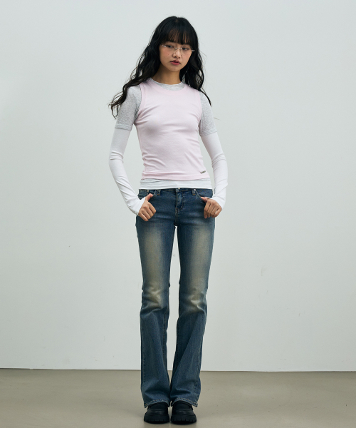 ARI（アリ）の「COMET LAYERED SLEEVE TOP / PINK（Tシャツ/カットソー・レディース・ピンク・FREE）」の4枚目の写真