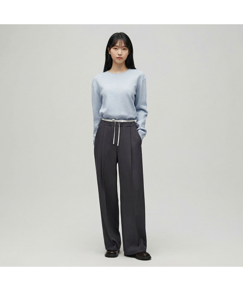 LAP（ラップ）の「バンディング配色パンツ AS1WP264（スラックス・レディース・ダークグレー・FREE）」の2枚目の写真