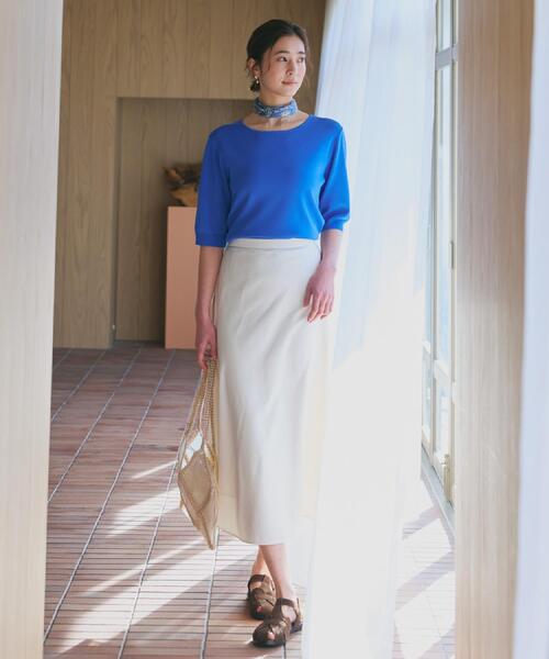THE SHOP TK (ザ ショップ ティーケー )の「【S-XL/ひんやりタッチ】美しさ際立つ 6分袖ニット 洗濯機OK/UVケア/毛玉になりにくい(ニット/セーター・レディース・グリーン/アイボリー系2/ネイビー系5/ブラック/ブルー/ワインレッド/サンドベージュ・12/13/14/11)」の17枚目の写真