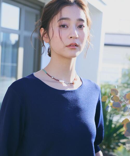 THE SHOP TK (ザ ショップ ティーケー )の「【S-XL/ひんやりタッチ】美しさ際立つ 6分袖ニット 洗濯機OK/UVケア/毛玉になりにくい(ニット/セーター・レディース・グリーン/アイボリー系2/ネイビー系5/ブラック/ブルー/ワインレッド/サンドベージュ・12/13/14/11)」の19枚目の写真