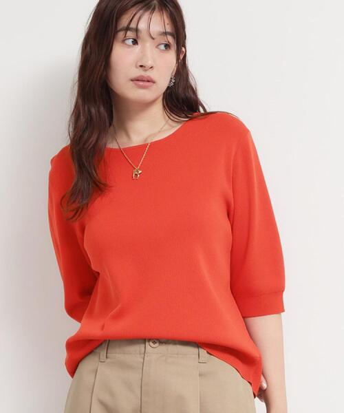 THE SHOP TK （ザ ショップ ティーケー ）の「【S-XL/ひんやりタッチ】美しさ際立つ 6分袖ニット 洗濯機OK/UVケア/毛玉になりにくい（ニット/セーター・レディース・グリーン/アイボリー系2/ネイビー系5/ブラック/ブルー/ワインレッド/サンドベージュ・12/13/14/11）」の21枚目の写真
