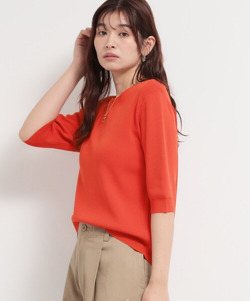 THE SHOP TK （ザ ショップ ティーケー ）の「【S-XL/ひんやりタッチ】美しさ際立つ 6分袖ニット 洗濯機OK/UVケア/毛玉になりにくい（ニット/セーター・レディース・グリーン/アイボリー系2/ネイビー系5/ブラック/ブルー/ワインレッド/サンドベージュ・12/13/14/11）」の20枚目の写真