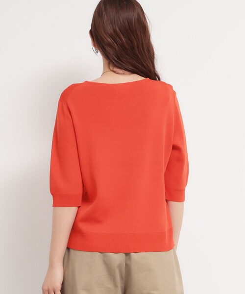 THE SHOP TK （ザ ショップ ティーケー ）の「【S-XL/ひんやりタッチ】美しさ際立つ 6分袖ニット 洗濯機OK/UVケア/毛玉になりにくい（ニット/セーター・レディース・グリーン/アイボリー系2/ネイビー系5/ブラック/ブルー/ワインレッド/サンドベージュ・12/13/14/11）」の19枚目の写真
