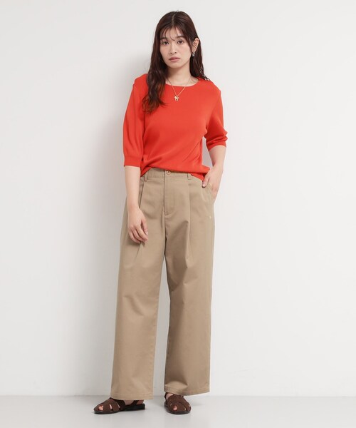 THE SHOP TK （ザ ショップ ティーケー ）の「【S-XL/ひんやりタッチ】美しさ際立つ 6分袖ニット 洗濯機OK/UVケア/毛玉になりにくい（ニット/セーター・レディース・グリーン/アイボリー系2/ネイビー系5/ブラック/ブルー/ワインレッド/サンドベージュ・12/13/14/11）」の18枚目の写真