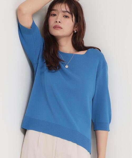 THE SHOP TK （ザ ショップ ティーケー ）の「【S-XL/ひんやりタッチ】美しさ際立つ 6分袖ニット 洗濯機OK/UVケア/毛玉になりにくい（ニット/セーター・レディース・グリーン/アイボリー系2/ネイビー系5/ブラック/ブルー/ワインレッド/サンドベージュ・12/13/14/11）」の16枚目の写真