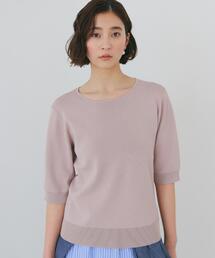 美品 クミキョク 長袖ニット 袖フリル ボーダー柄 レディース 6 袖」に該当するニット/セーター（ボーダー柄 / フリル）ファッション