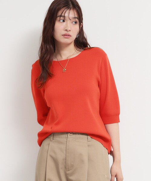 THE SHOP TK （ザ ショップ ティーケー ）の「【S-XL/ひんやりタッチ】美しさ際立つ 6分袖ニット 洗濯機OK/UVケア/毛玉になりにくい（ニット/セーター・レディース・グリーン/アイボリー系2/ネイビー系5/ブラック/ブルー/ワインレッド/サンドベージュ・12/13/14/11）」の11枚目の写真