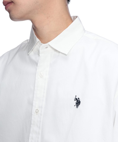 U.S. POLO ASSN.(ユーエスポロアッスン)の「U.S. POLO ASSN. (ユーエスポロアッスン) オーバーサイズ 長袖 シャツ 綿100% ロゴ 刺繍 無地(シャツ/ブラウス・メンズ・ネイビー/サックスブルー/ホワイト/ブラック・L/LL/M)」の22枚目の写真