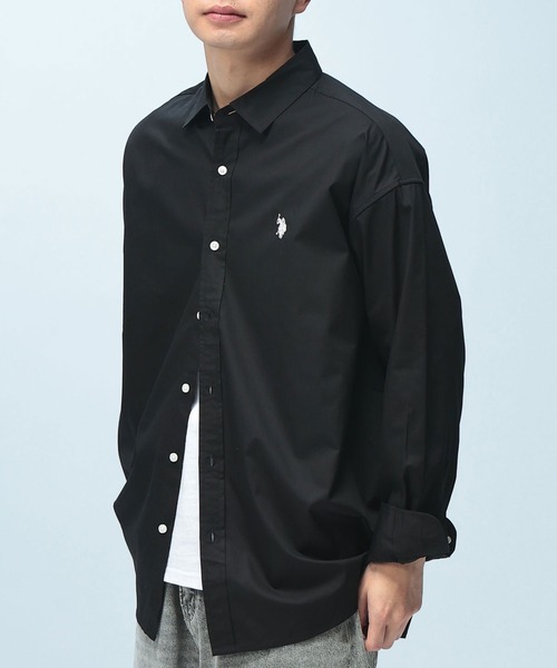 U.S. POLO ASSN.(ユーエスポロアッスン)の「U.S. POLO ASSN. (ユーエスポロアッスン) オーバーサイズ 長袖 シャツ 綿100% ロゴ 刺繍 無地(シャツ/ブラウス・メンズ・ネイビー/サックスブルー/ホワイト/ブラック・L/LL/M)」の10枚目の写真