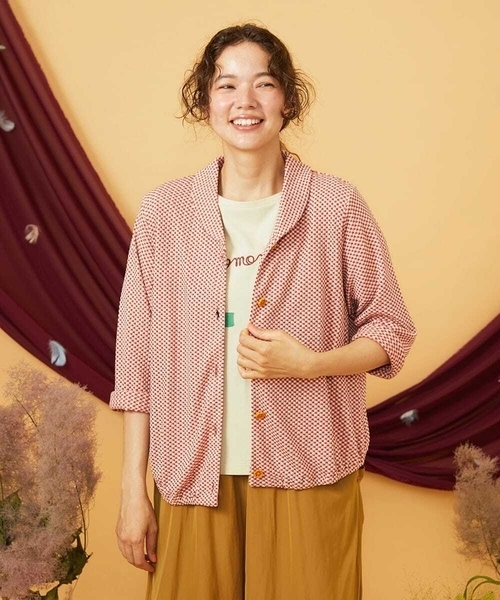 Jocomomola(ホコモモラ)の「ギンガムチェック カットソーカーディガン(カーディガン/ボレロ・レディース・レッド/ブラック・40)」の11枚目の写真