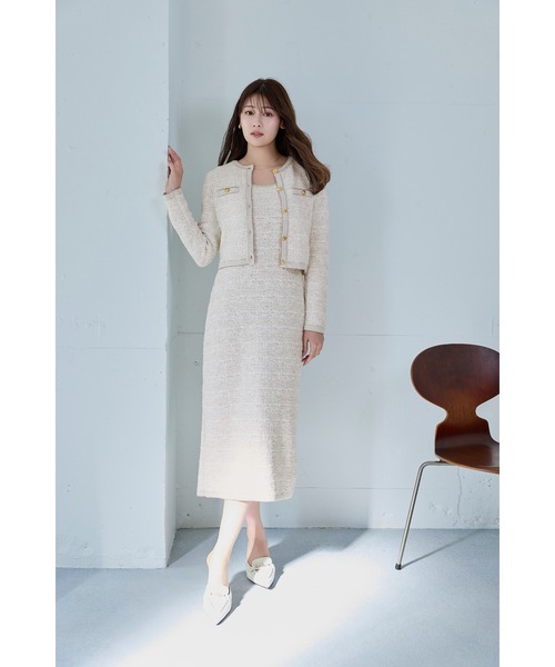 Her lip to(ハーリップトゥー)の「Spring Tweed Dress Set(ワンピース・レディース・ネイビー/ベージュ系・S/M)」の4枚目の写真