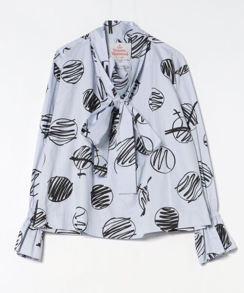 セール】SCRIBBLE DOTS PRINTﾎﾞｳ付ﾄｯﾌﾟ（シャツ/ブラウス）｜Vivienne 