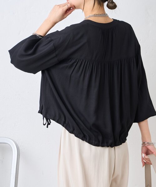 Jena espace merveilleux（ジェナ　エスパスメルヴェイユ）の「裾リボンドロストシャツ（シャツ/ブラウス・レディース・ブラック/アイボリー/グリーン・FREE）」の3枚目の写真