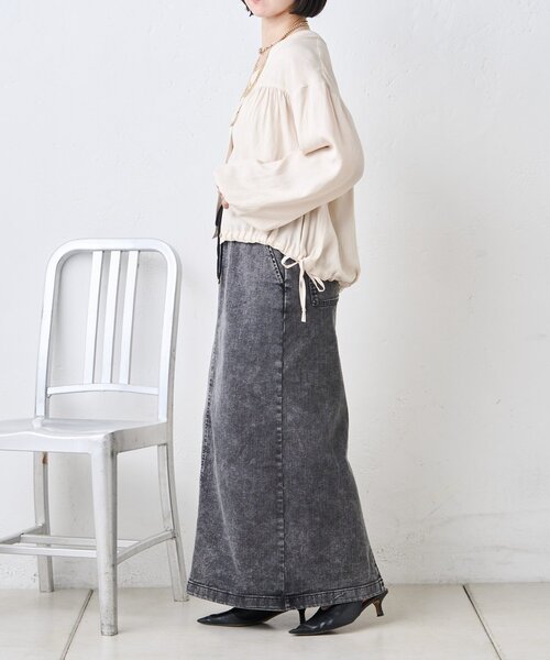 Jena espace merveilleux（ジェナ　エスパスメルヴェイユ）の「裾リボンドロストシャツ（シャツ/ブラウス・レディース・ブラック/アイボリー/グリーン・FREE）」の6枚目の写真