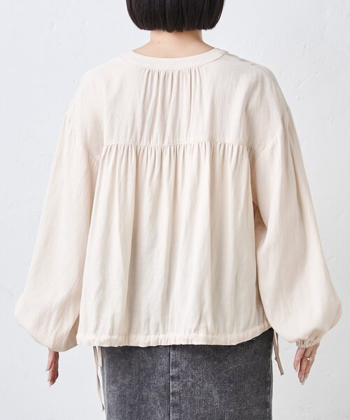 Jena espace merveilleux（ジェナ　エスパスメルヴェイユ）の「裾リボンドロストシャツ（シャツ/ブラウス・レディース・ブラック/アイボリー/グリーン・FREE）」の12枚目の写真