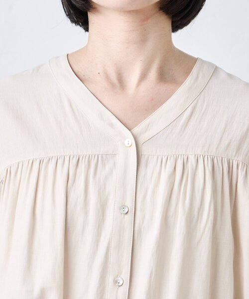 Jena espace merveilleux（ジェナ　エスパスメルヴェイユ）の「裾リボンドロストシャツ（シャツ/ブラウス・レディース・ブラック/アイボリー/グリーン・FREE）」の13枚目の写真