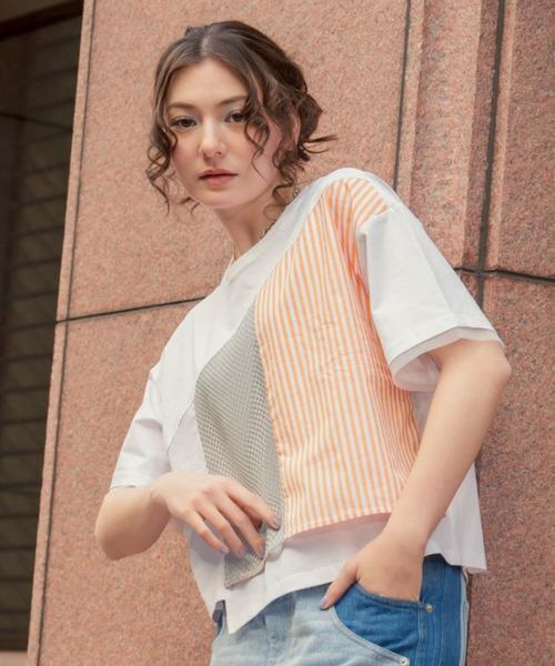 AULA AILA(アウラアイラ)の「AULA AILA/アウラアイラ/別注メッシュコンビネーションTシャツ(Tシャツ/カットソー・レディース・グレー/ホワイト・0)」の20枚目の写真
