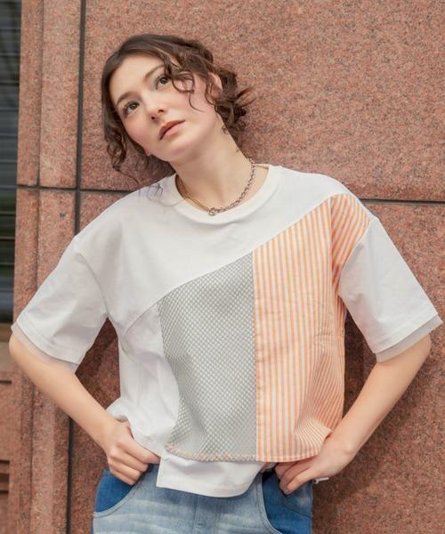 AULA AILA(アウラアイラ)の「AULA AILA/アウラアイラ/別注メッシュコンビネーションTシャツ(Tシャツ/カットソー・レディース・グレー/ホワイト・0)」の19枚目の写真