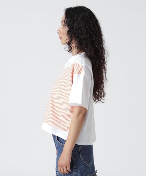 AULA AILA(アウラアイラ)の「AULA AILA/アウラアイラ/別注メッシュコンビネーションTシャツ(Tシャツ/カットソー・レディース・グレー/ホワイト・0)」の3枚目の写真