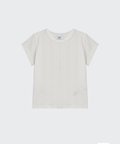 MUSINSA STANDARD KIDS（ムシンサスタンダードキッズ）の「ポインテルクルーネックTシャツ[クリーム]（Tシャツ/カットソー・レディース・その他・110/120/130/140/150/160）」の2枚目の写真
