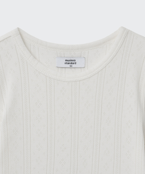 MUSINSA STANDARD KIDS（ムシンサスタンダードキッズ）の「ポインテルクルーネックTシャツ[クリーム]（Tシャツ/カットソー・レディース・その他・110/120/130/140/150/160）」の4枚目の写真