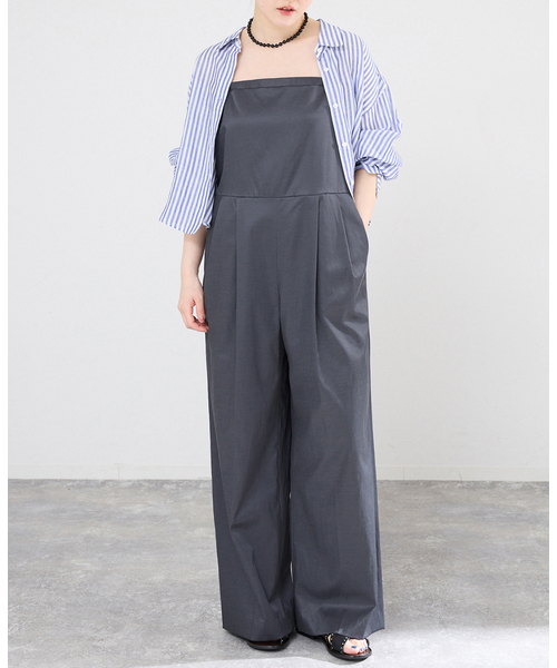 IENA（イエナ）の「ウォッシャブル スクエアネックサロペット（サロペット/オーバーオール・レディース・ブラック/チャコールグレー・36/38）」の2枚目の写真