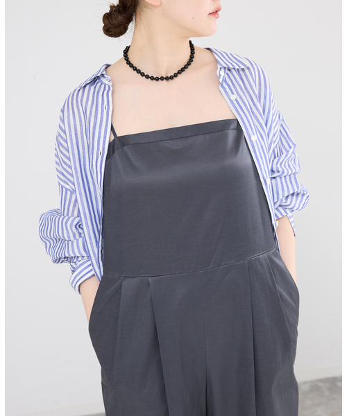 IENA（イエナ）の「ウォッシャブル スクエアネックサロペット（サロペット/オーバーオール・レディース・ブラック/チャコールグレー・36/38）」の14枚目の写真