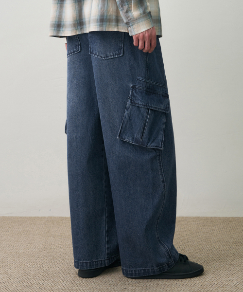DRAW FIT（ドローフィット）の「マイルズウォッシングデニムカーゴパンツ[ディープブルー]（デニムパンツ・メンズ・その他・M/L/XL）」の2枚目の写真