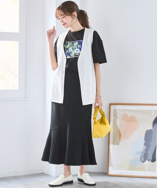 SMILE LAND（スマイルランド）の「＜大きいサイズ＞ノーカラージレ（薄手素材）（カバーオール・レディース・キナリ/ブラック・L～LL/5L～6L/3L～4L）」の3枚目の写真