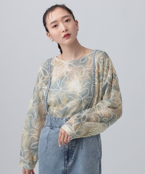 LEPSIM(レプシィム)の「ニュアンス柄長袖プルオーバー 639387(Tシャツ/カットソー・レディース・オフホワイト/ブラック/ブルー系その他・FREE)」の3枚目の写真