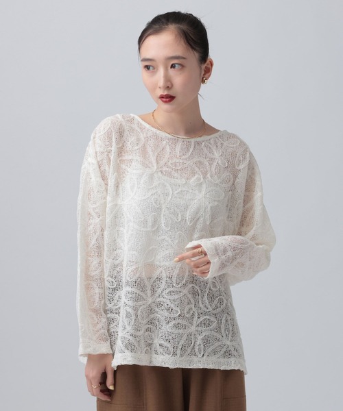LEPSIM(レプシィム)の「ニュアンス柄長袖プルオーバー 639387(Tシャツ/カットソー・レディース・オフホワイト/ブラック/ブルー系その他・FREE)」の5枚目の写真