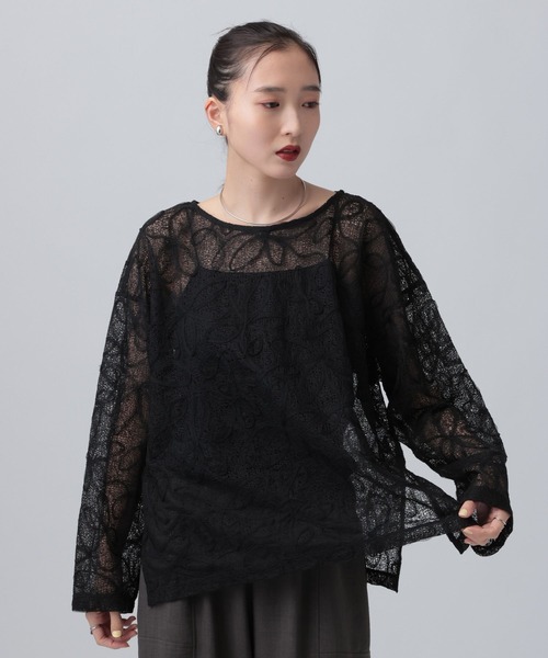 LEPSIM(レプシィム)の「ニュアンス柄長袖プルオーバー 639387(Tシャツ/カットソー・レディース・オフホワイト/ブラック/ブルー系その他・FREE)」の10枚目の写真