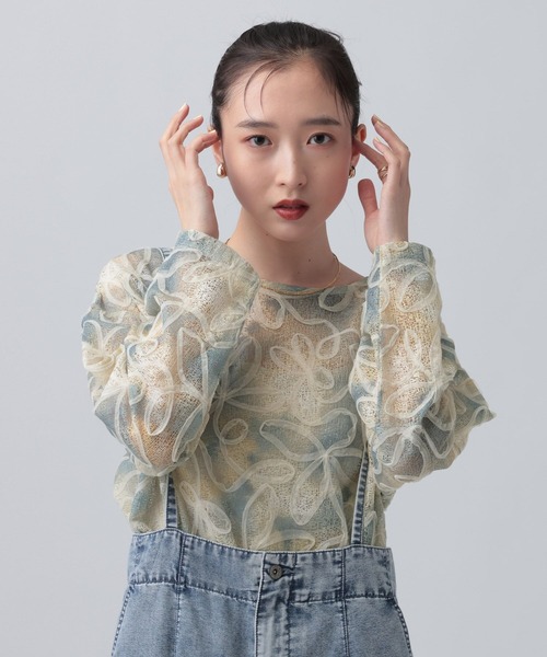 LEPSIM(レプシィム)の「ニュアンス柄長袖プルオーバー 639387(Tシャツ/カットソー・レディース・オフホワイト/ブラック/ブルー系その他・FREE)」の16枚目の写真