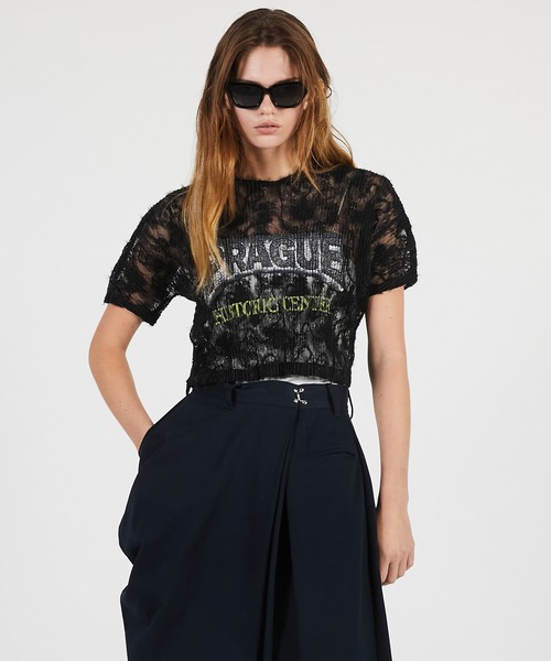 PRANK PROJECT(プランクプロジェクト)の「【2026Summer Pre-Order】PRAGUE ロゴプリントTシャツ / Lace Pleats Top(Tシャツ/カットソー・レディース・ホワイト/ブラック・FREE)」の2枚目の写真