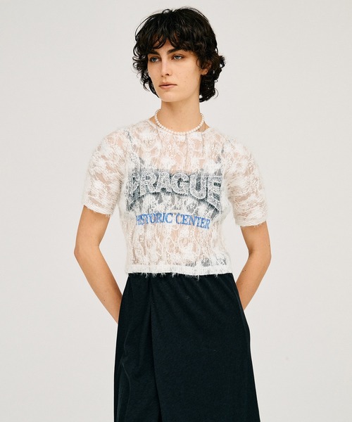 PRANK PROJECT(プランクプロジェクト)の「【2026Summer Pre-Order】PRAGUE ロゴプリントTシャツ / Lace Pleats Top(Tシャツ/カットソー・レディース・ホワイト/ブラック・FREE)」の3枚目の写真