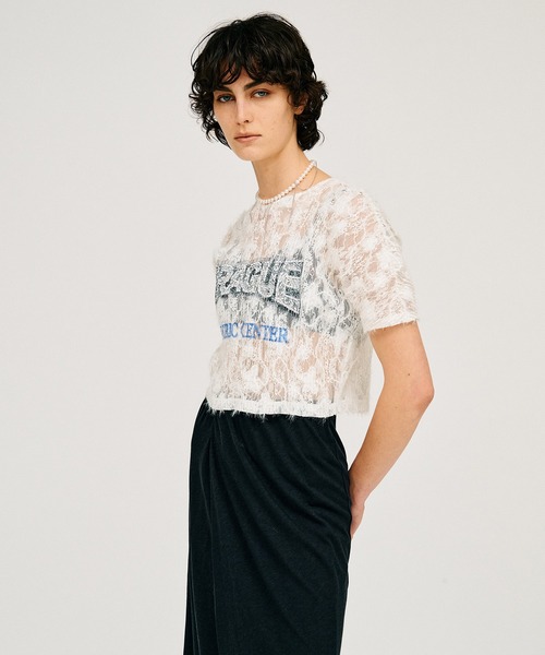 PRANK PROJECT(プランクプロジェクト)の「【2026Summer Pre-Order】PRAGUE ロゴプリントTシャツ / Lace Pleats Top(Tシャツ/カットソー・レディース・ホワイト/ブラック・FREE)」の4枚目の写真