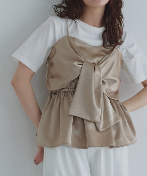 ECLAM（クラム）の「[ECLAM]サテンデザインビスチェ（その他トップス・レディース・グレイッシュベージュ・M/L）」の12枚目の写真
