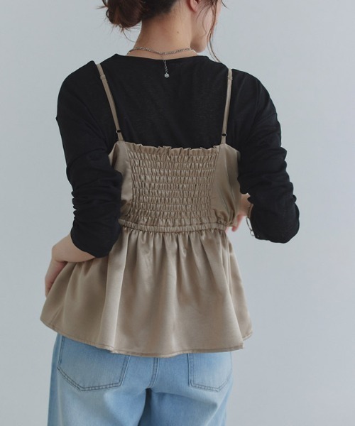 ECLAM（クラム）の「[ECLAM]サテンデザインビスチェ（その他トップス・レディース・グレイッシュベージュ・M/L）」の2枚目の写真