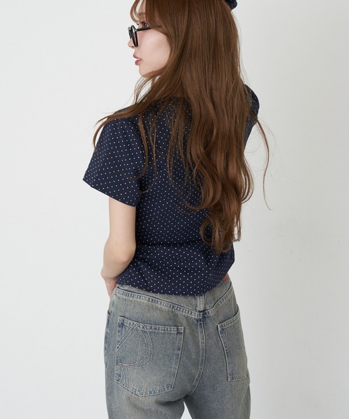 RAY CASSIN(レイカズン)の「シュシュセットVネック星柄Tシャツ(Tシャツ/カットソー・レディース・ホワイト/ネイビー/チャコールグレー・FREE)」の5枚目の写真