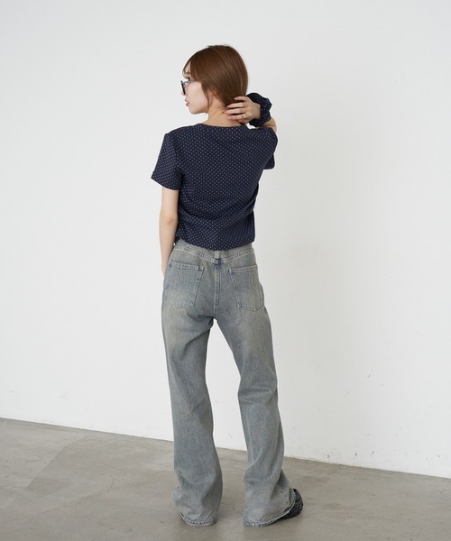 RAY CASSIN(レイカズン)の「シュシュセットVネック星柄Tシャツ(Tシャツ/カットソー・レディース・ホワイト/ネイビー/チャコールグレー・FREE)」の11枚目の写真