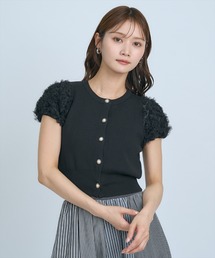 ♡アンドクチュール♡ カラフルビジューカーディガン ブラック Vネックビジューカーディガン≪手洗い可能≫ | Viaggio Blu (Women