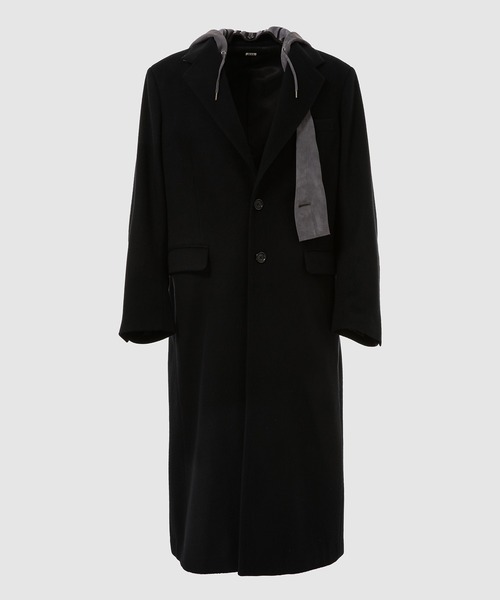 KHOKI(コッキ)の「Suede hooded wool coat(その他アウター・メンズ・グレー/ブラック・3)」の1枚目の写真