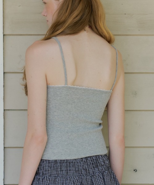 GIUNON（ジウノン）の「【カップ付き】cup in rib lace camisole / カップインリブレースキャミソール（キャミソール・レディース・グレー/ピンク・FREE）」の8枚目の写真