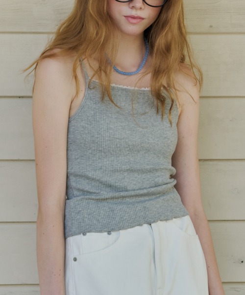 GIUNON（ジウノン）の「【カップ付き】cup in rib lace camisole / カップインリブレースキャミソール（キャミソール・レディース・グレー/ピンク・FREE）」の22枚目の写真