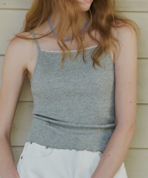 GIUNON（ジウノン）の「【カップ付き】cup in rib lace camisole / カップインリブレースキャミソール（キャミソール・レディース・グレー/ピンク・FREE）」の19枚目の写真